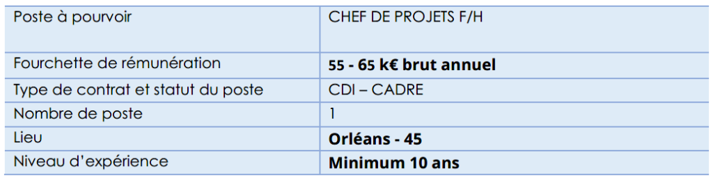 Offre d'emploi SEMDO orléans chef de projets